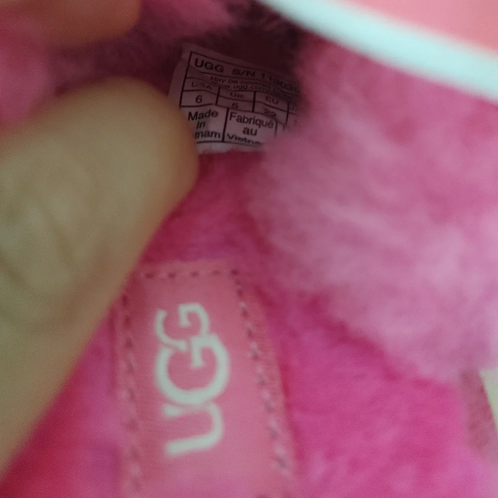 UGG Pink Fluff Slide Slippers for Kids